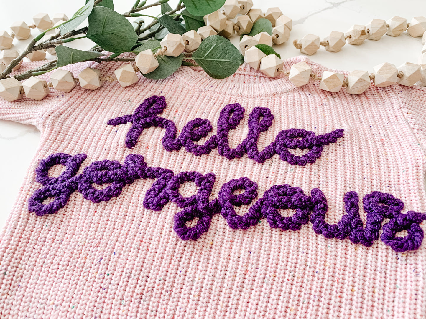 Hello Gorgeous On Speckled Pink