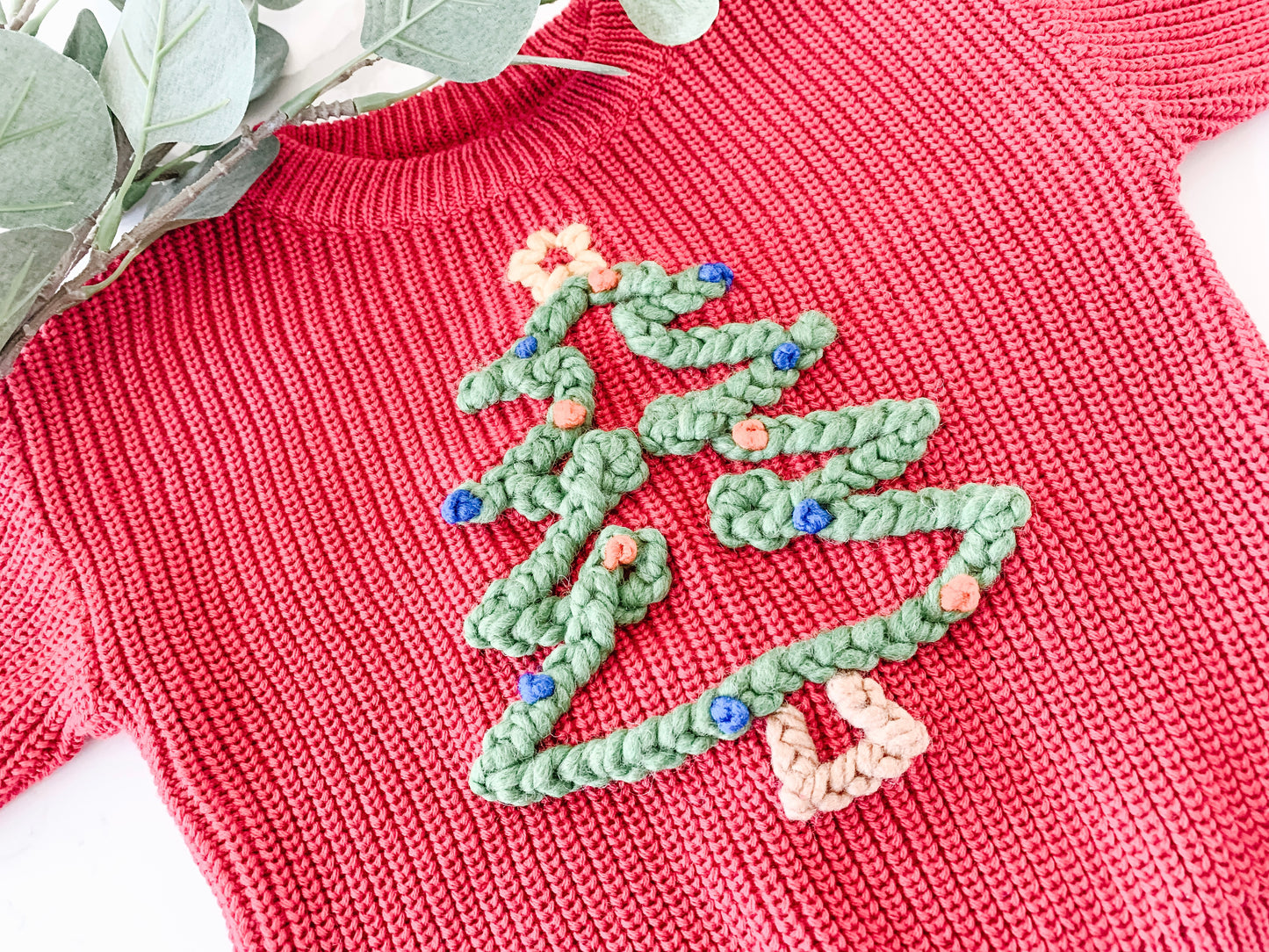 Holiday Tree On Berry Red