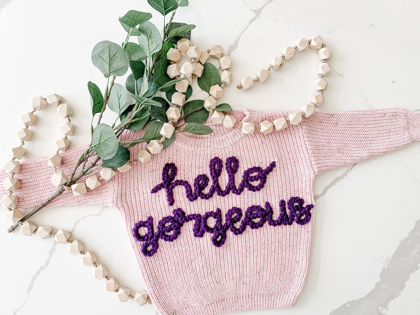 Hello Gorgeous On Speckled Pink