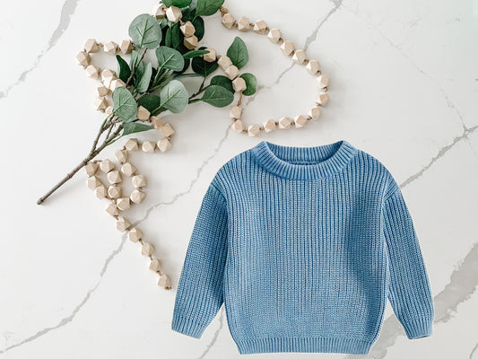 Custom Knit Sweater in Blue Denim