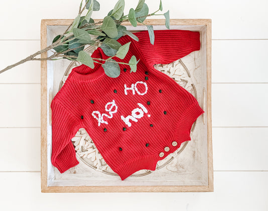 Ho Ho Ho on Berry Red Romper