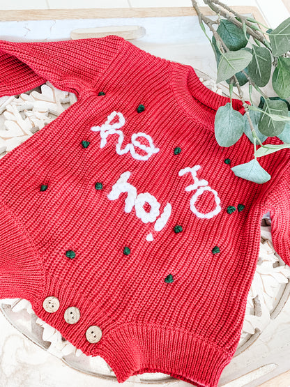 Ho Ho Ho on Berry Red Romper