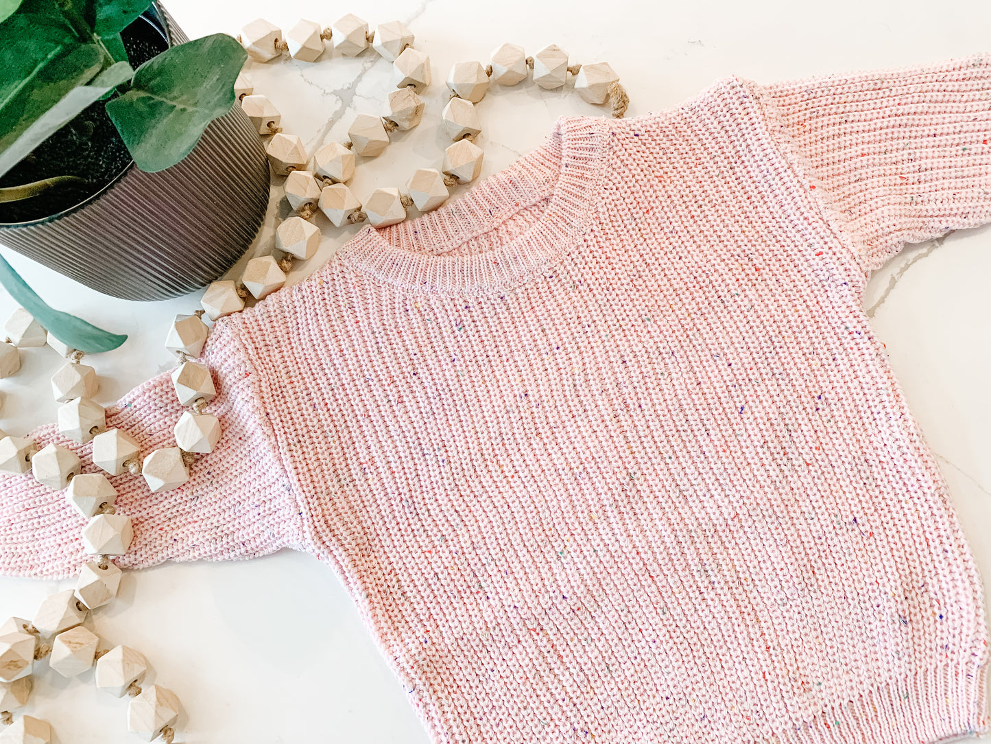 Custom Knit Sweater in Speckled Pink